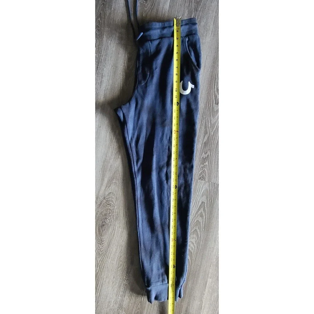 True Religion Men's Medium Navy Blue Fleece Jogger Sweatsuit  2 piece set